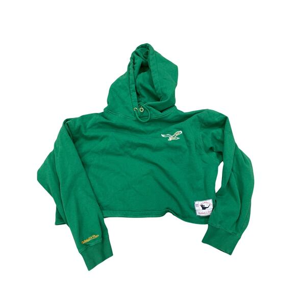 Mitchell & Ness Tops - Mitchell & Ness Womens Philadelphia Eagles Crop Long Sleeve Hoodie, Green, 2X